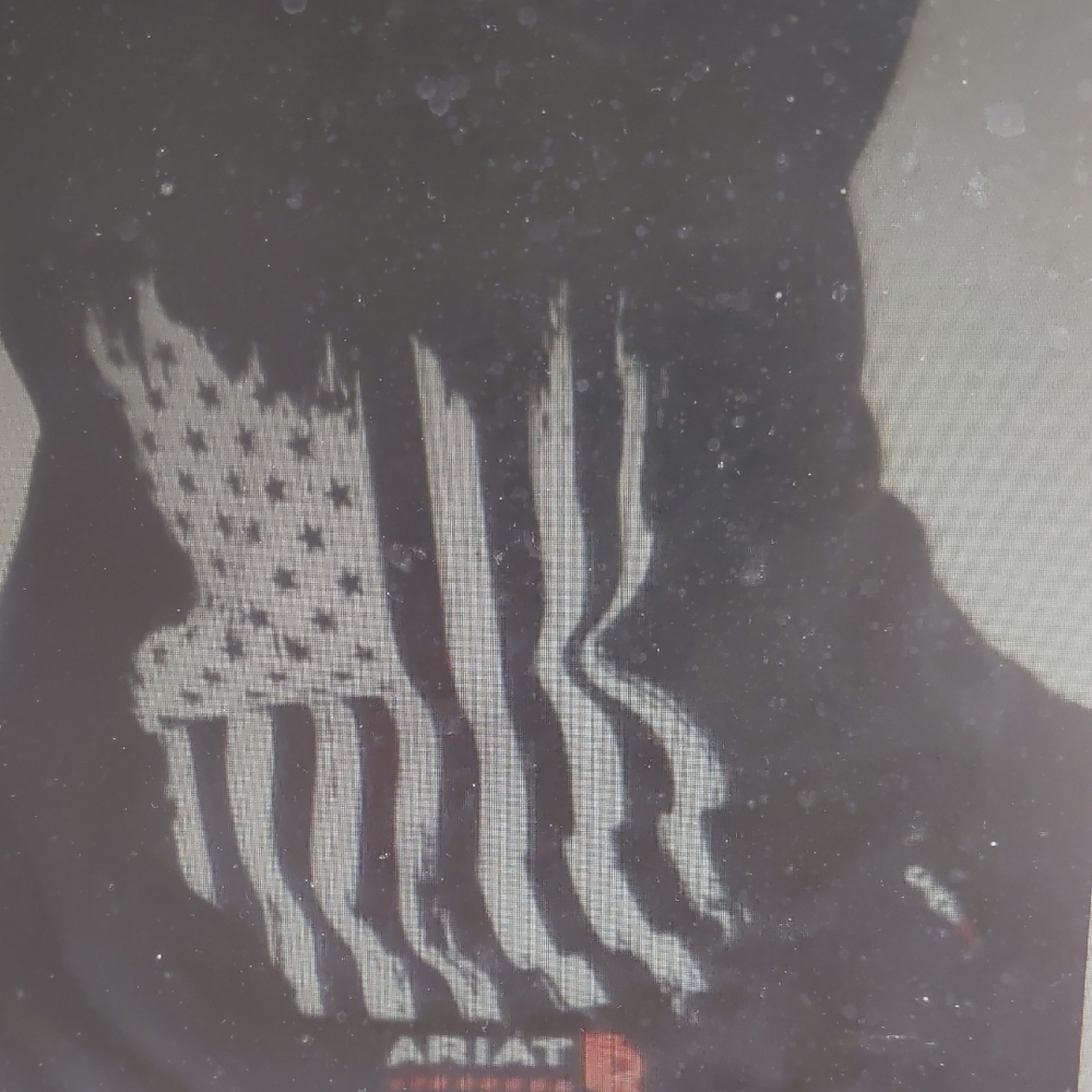Ariat Black Hoodie with Distressed Flag Design